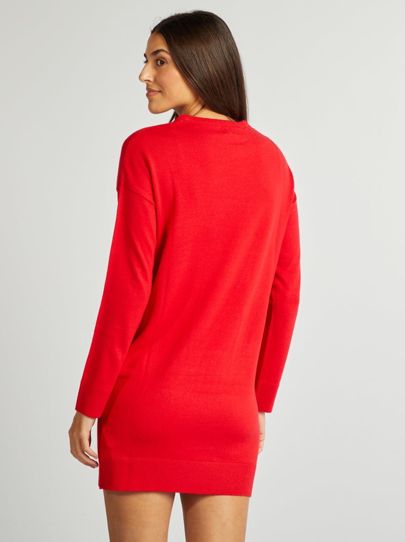 Robe pull de Noël Rouge - Kiabi