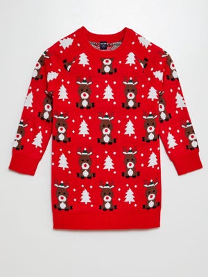 Robe Pull De Noël Femme - Tissu Doux Viscose/PBT/nylon, Motifs Rennes Et Sapins, Coupe Ajustée, Tailles S-XXL - Idéal Fêtes Hiver
