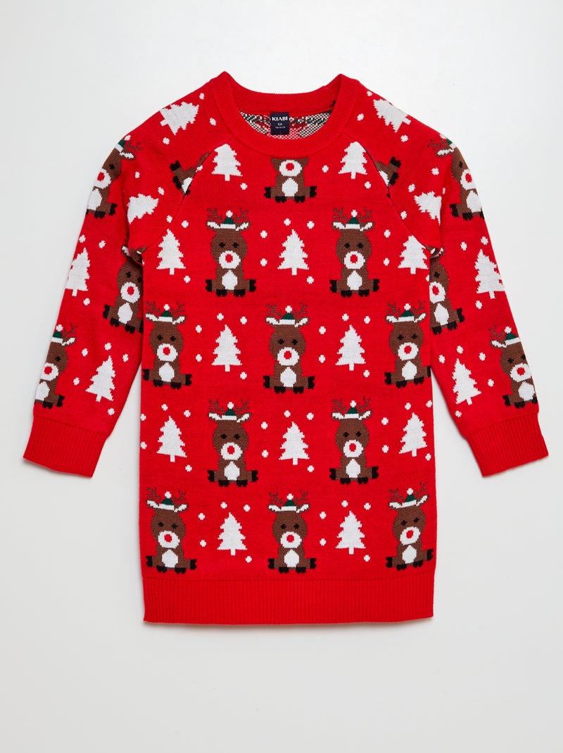 Robe pull de Noël Sapin et Rennes Rouge - Kiabi