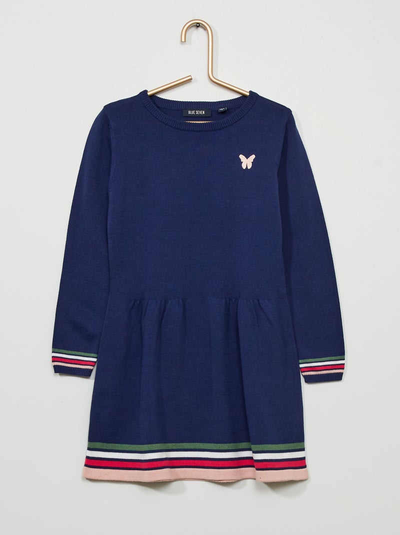 Robe pull en fine maille bleu marine - Kiabi