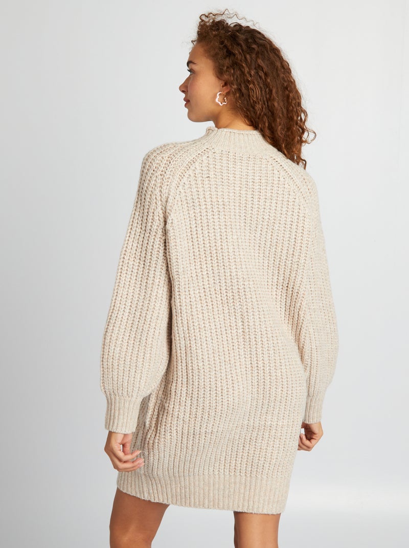 Robe pull en grosse maille Beige - Kiabi