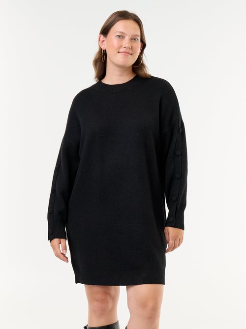 Robe pull en mail avec boutons fantaisie sur les manches - Kiabi