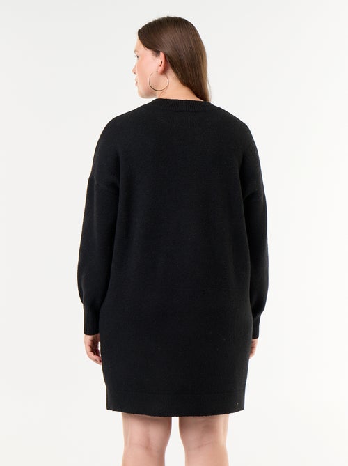 Robe pull en mail avec boutons fantaisie sur les manches - Kiabi