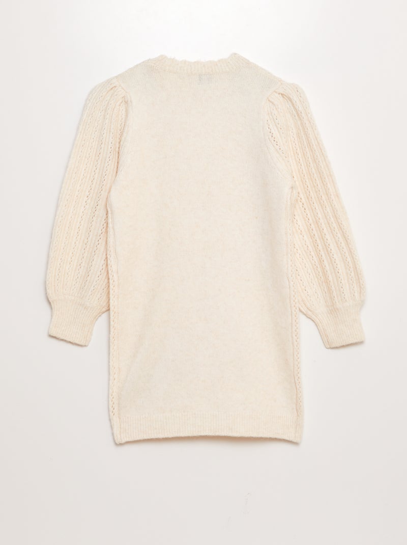 Robe pull en maille ajourée et torsadée Blanc - Kiabi