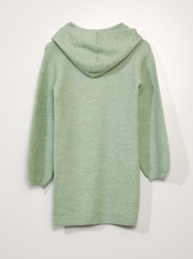 Robe pull en maille avec capuche Vert - Kiabi