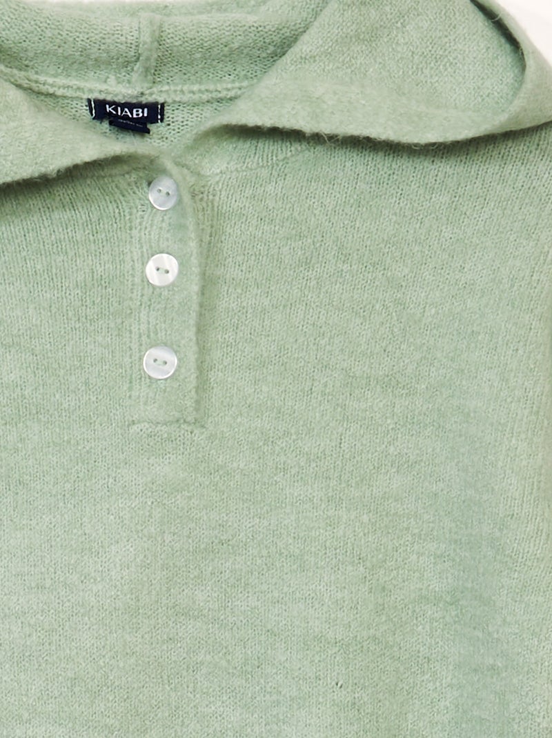 Robe pull en maille avec capuche Vert - Kiabi