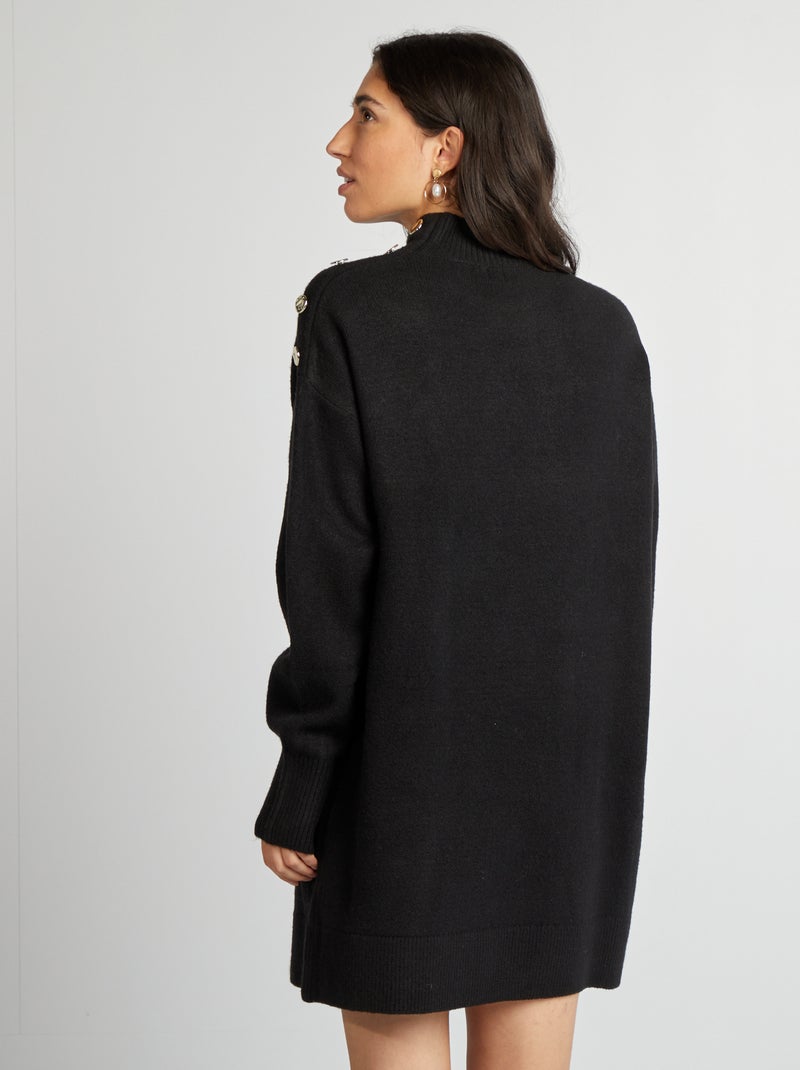 Robe pull en maille avec col montant noir - Kiabi