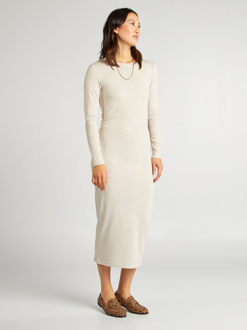 Robe pull en maille Beige - Kiabi