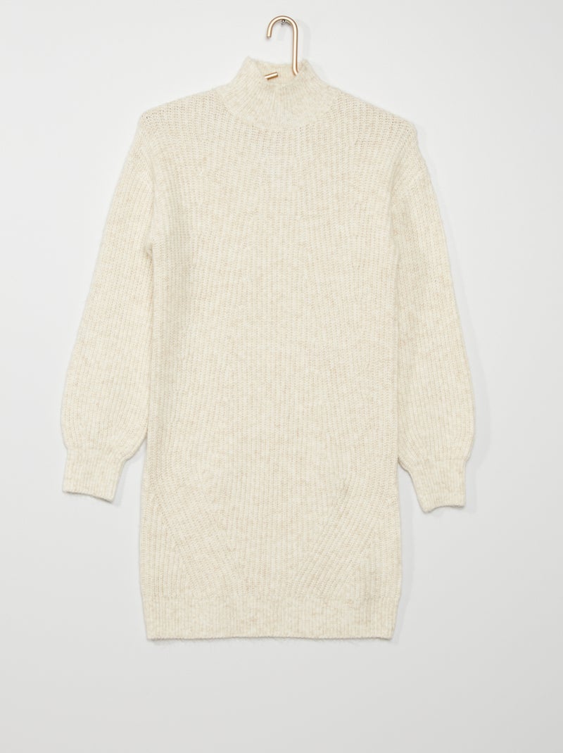 Robe pull en maille beige - Kiabi
