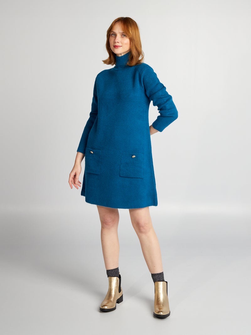 Robe pull en maille Bleu - Kiabi