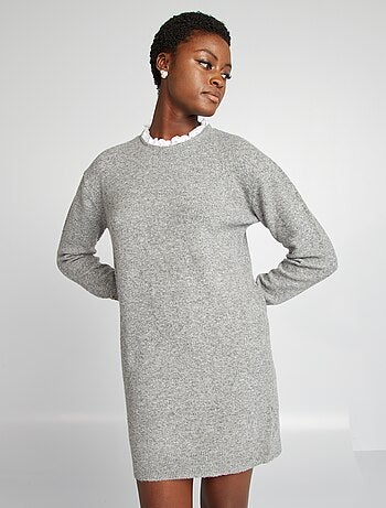 Robe pull en maille col effet 2 en 1