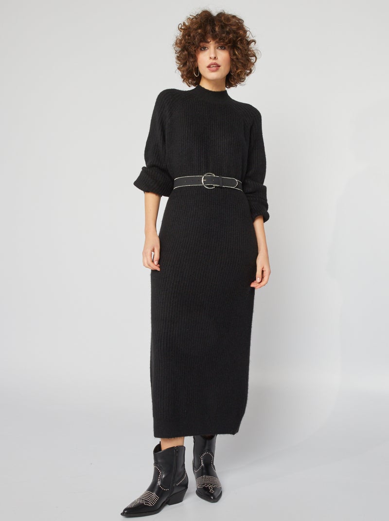 Robe De Noël Femme Mi-longue - Style Rétro Manches Longues - Polyester Extensible - Pour Fêtes & Maison
