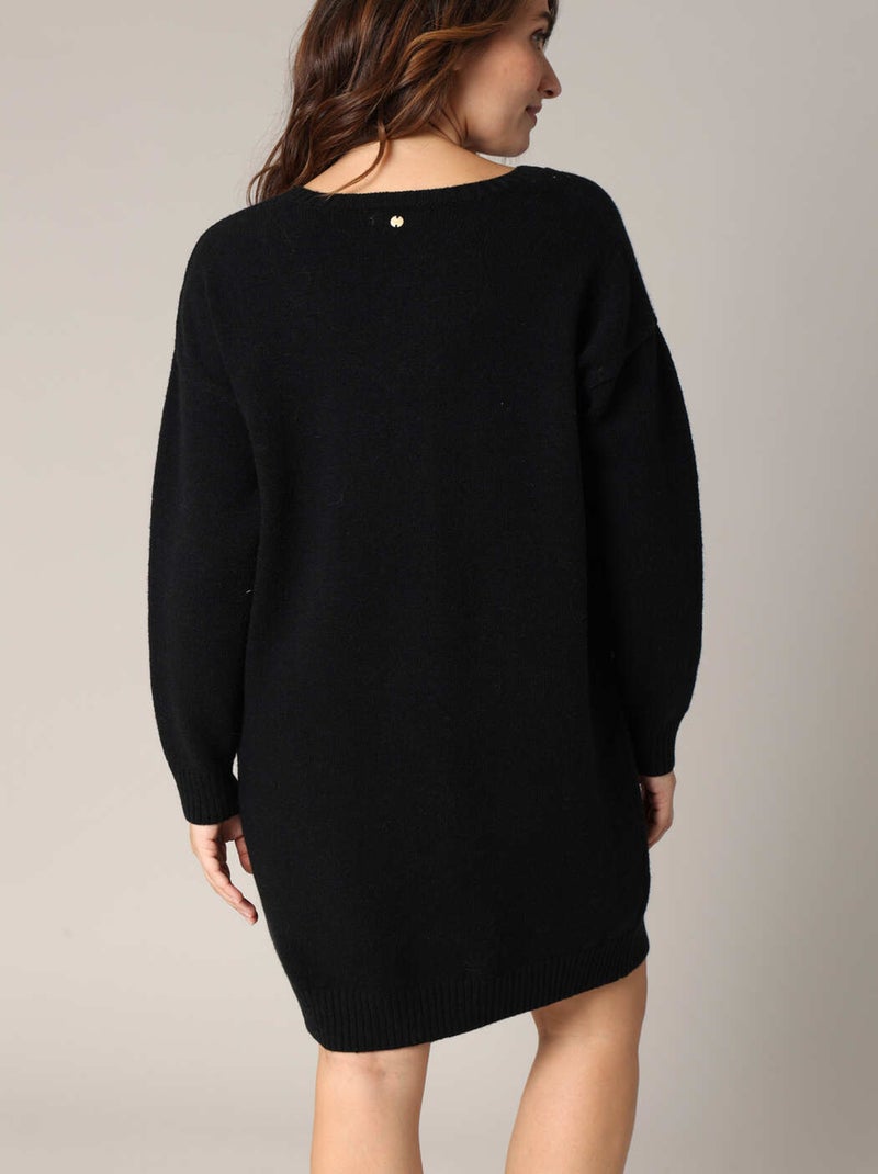 Robe pull en maille douce avec cœur contrasté
 'Deeluxe' Noir - Kiabi
