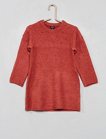 Robe pull en maille douce effet 'pompons'