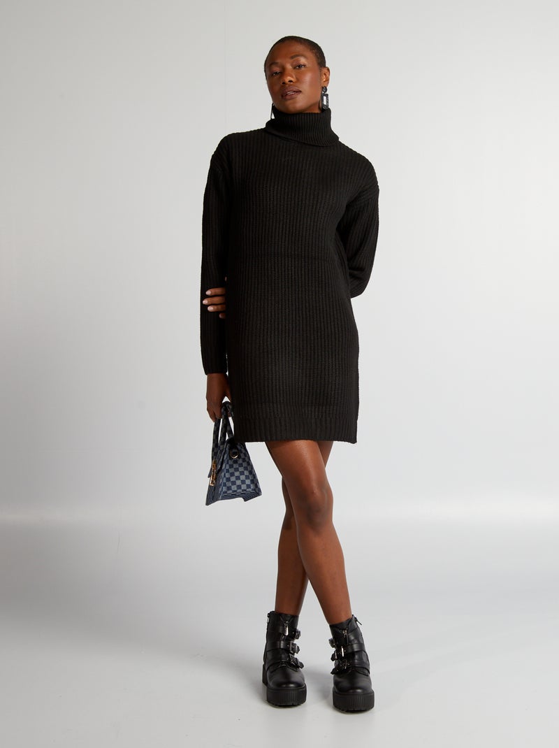 Robe pull en maille épaisse noir - Kiabi