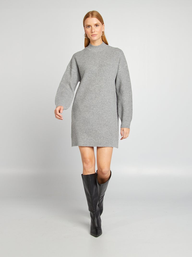 Robe pull en maille et col ras du cou Gris - Kiabi