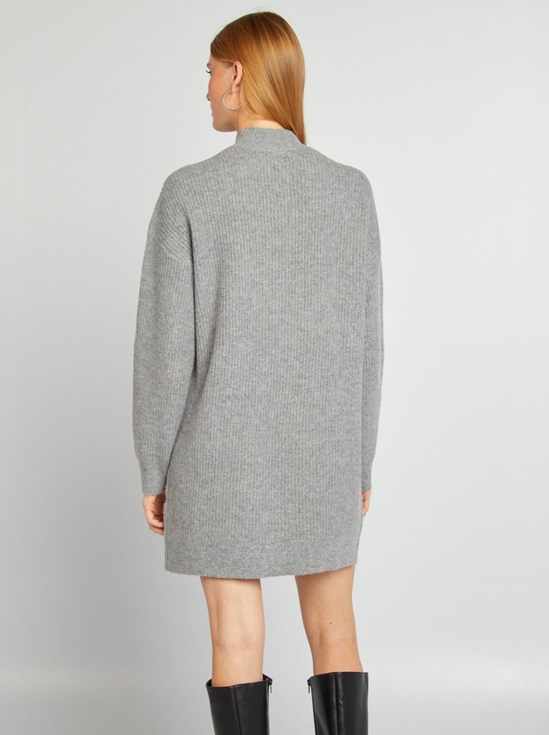 Robe pull en maille et col ras du cou Gris - Kiabi