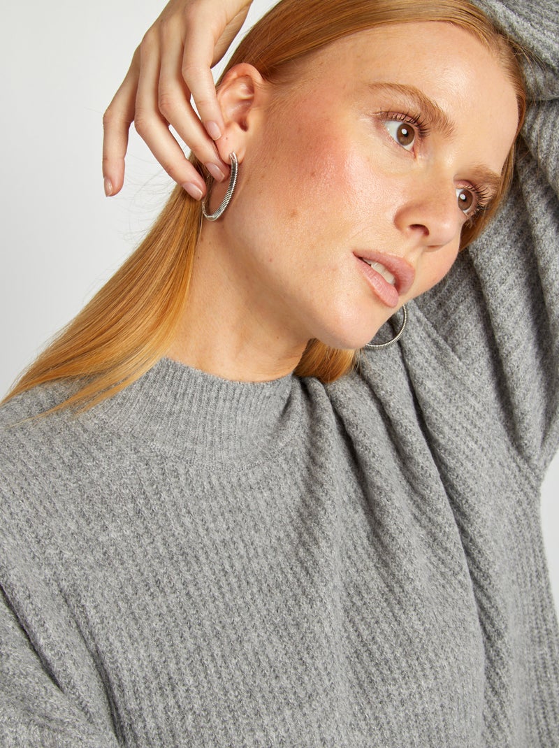 Robe pull en maille et col ras du cou Gris - Kiabi