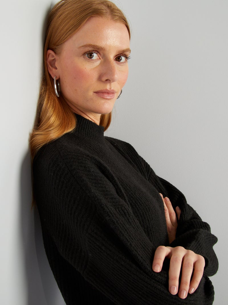 Robe pull en maille et col ras du cou noir - Kiabi