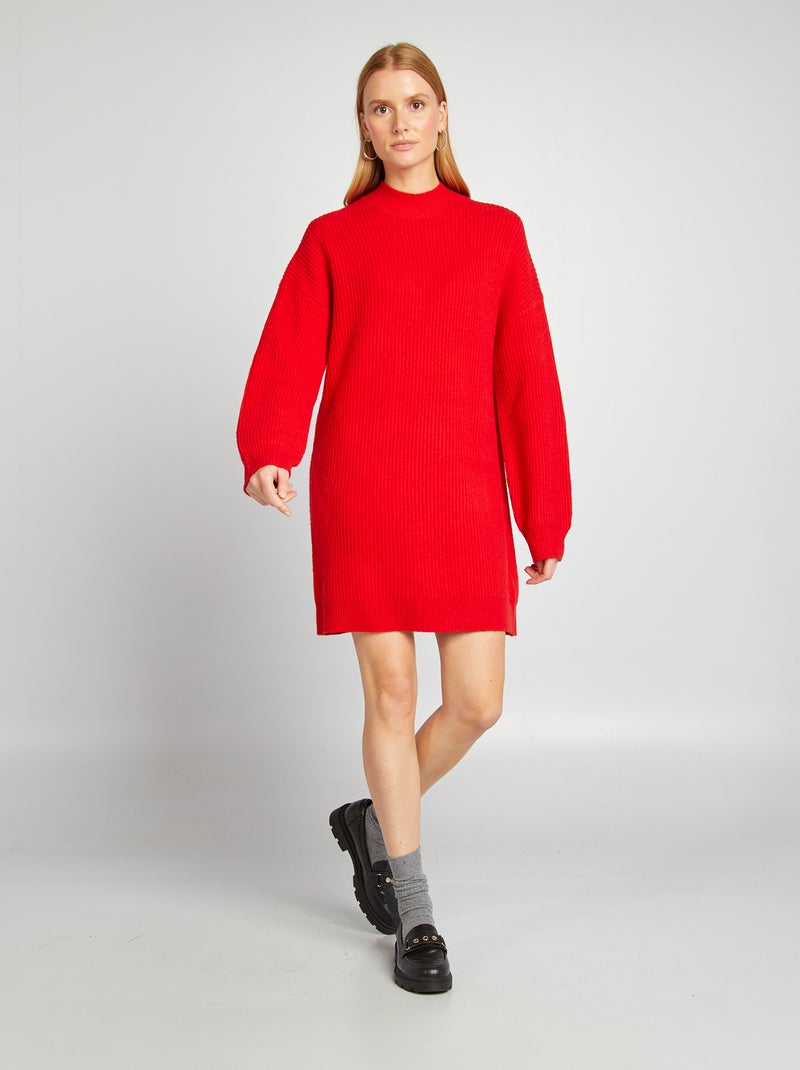 Robe pull en maille et col ras du cou Rouge - Kiabi