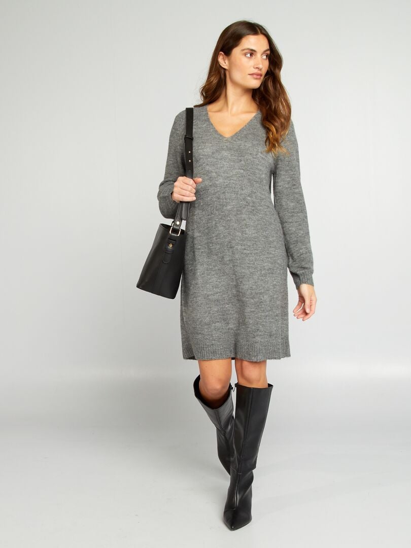 ,Robe pull en maille Gris - Kiabi