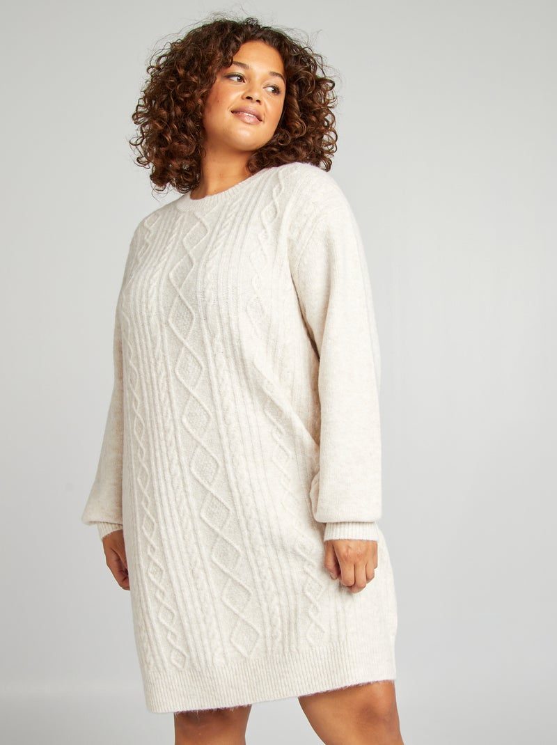 Robe pull en maille grosse jauge Beige - Kiabi