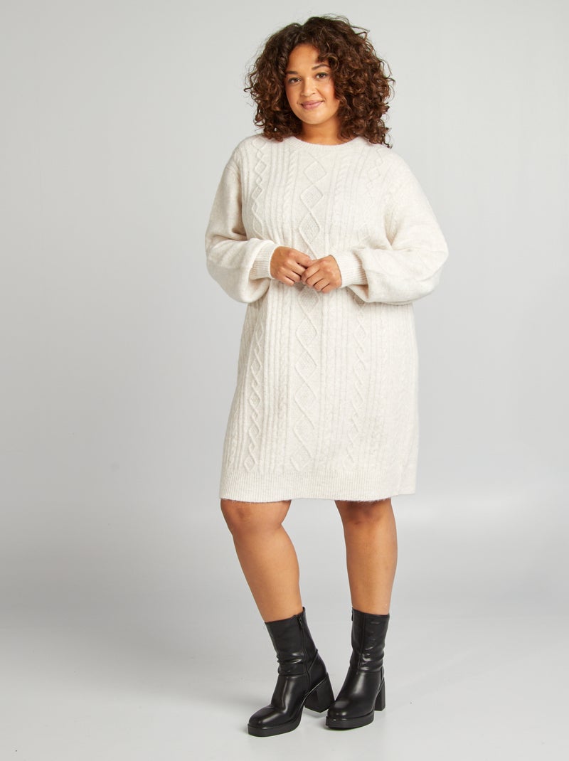 Robe pull en maille grosse jauge Beige - Kiabi