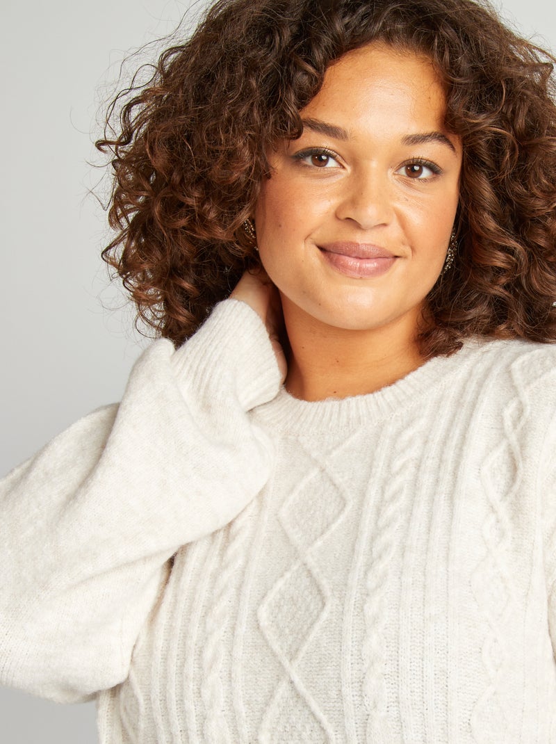 Robe pull en maille grosse jauge Beige - Kiabi