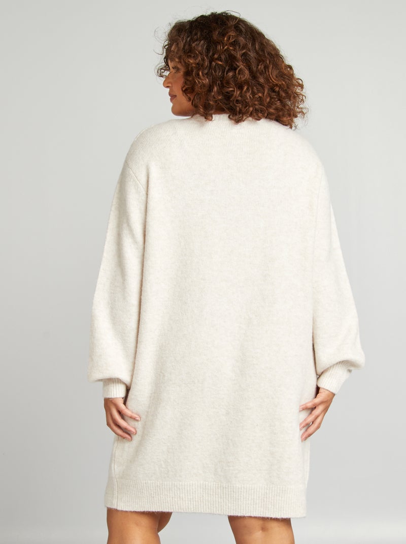 Robe pull en maille grosse jauge Beige - Kiabi