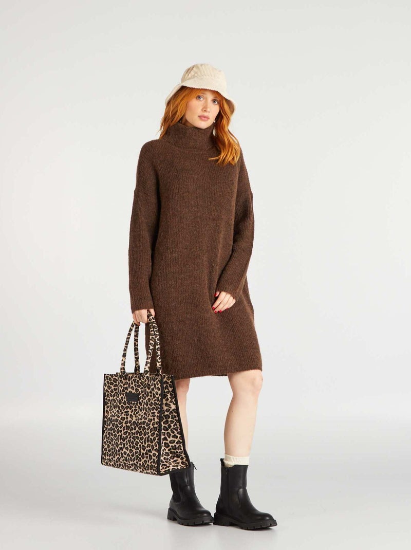 Robe pull en maille 'JDY' Marron - Kiabi
