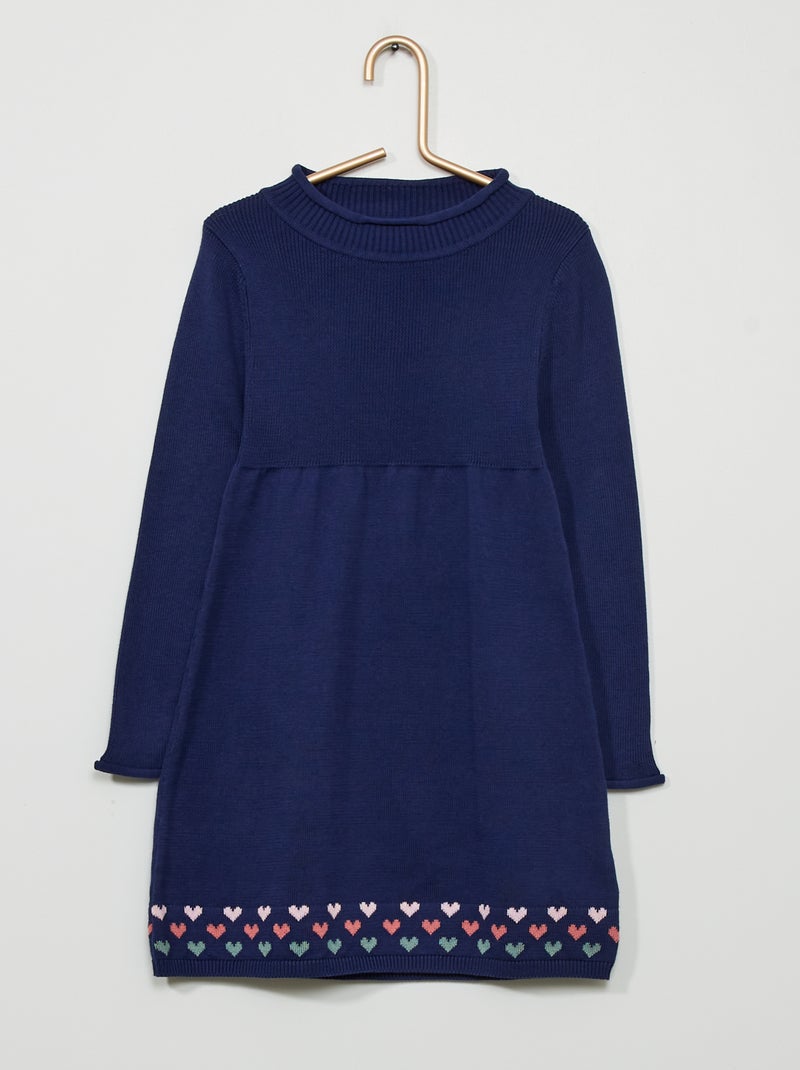 Robe pull en maille jersey bleu marine - Kiabi
