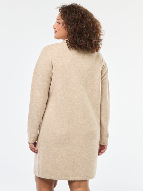 Robe pull en maille lourde avec boutons dorés au col - Kiabi
