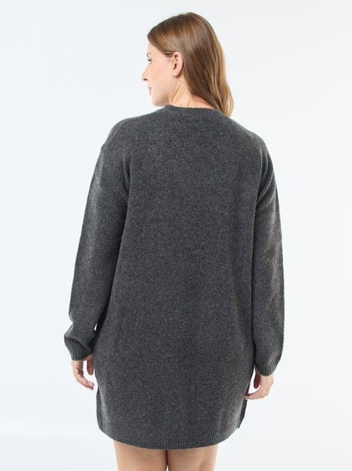 Robe pull en maille lourde avec strass au col - Kiabi