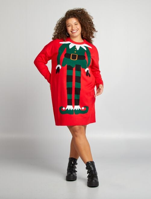 Robe pull en maille 'noël' 'lutin' - Kiabi