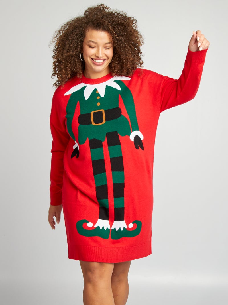 HOT Robe Pull Robe De Noel Femme Grande Taille Lutin Robe