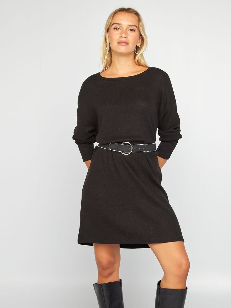 Robe pull en maille noir - Kiabi