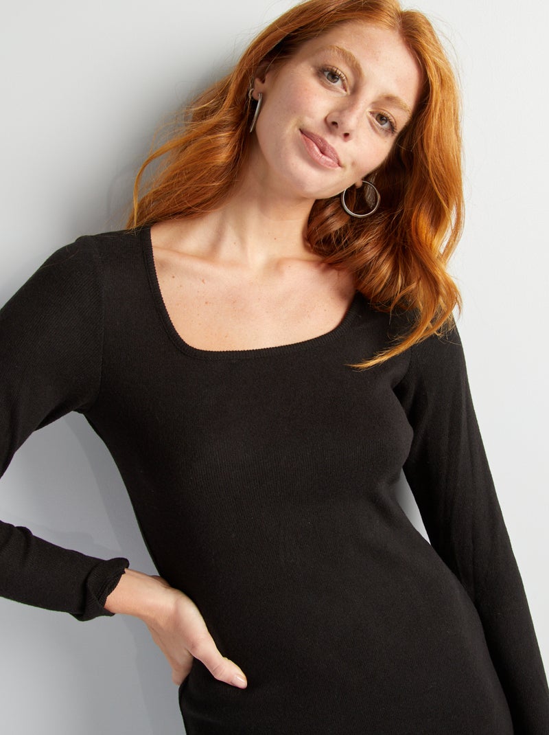 Robe pull en maille noir - Kiabi