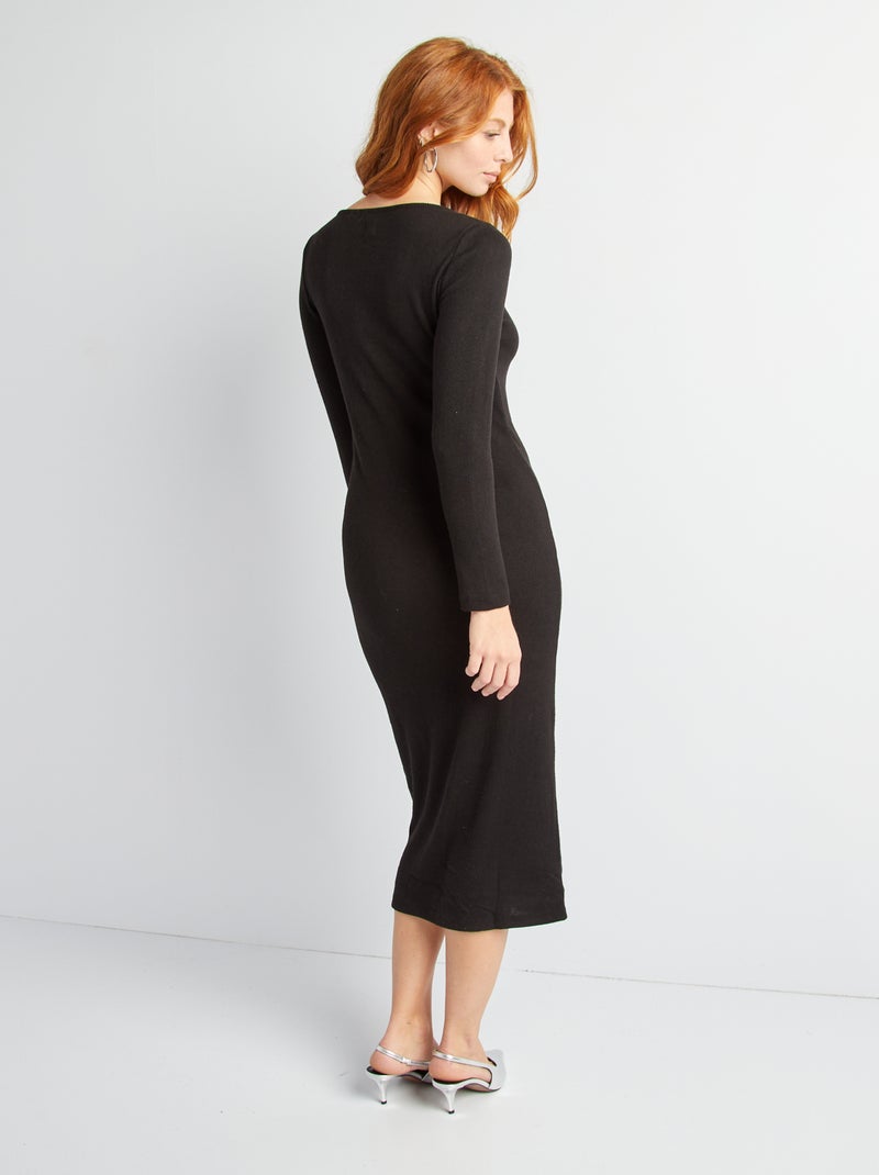 Robe pull en maille noir - Kiabi