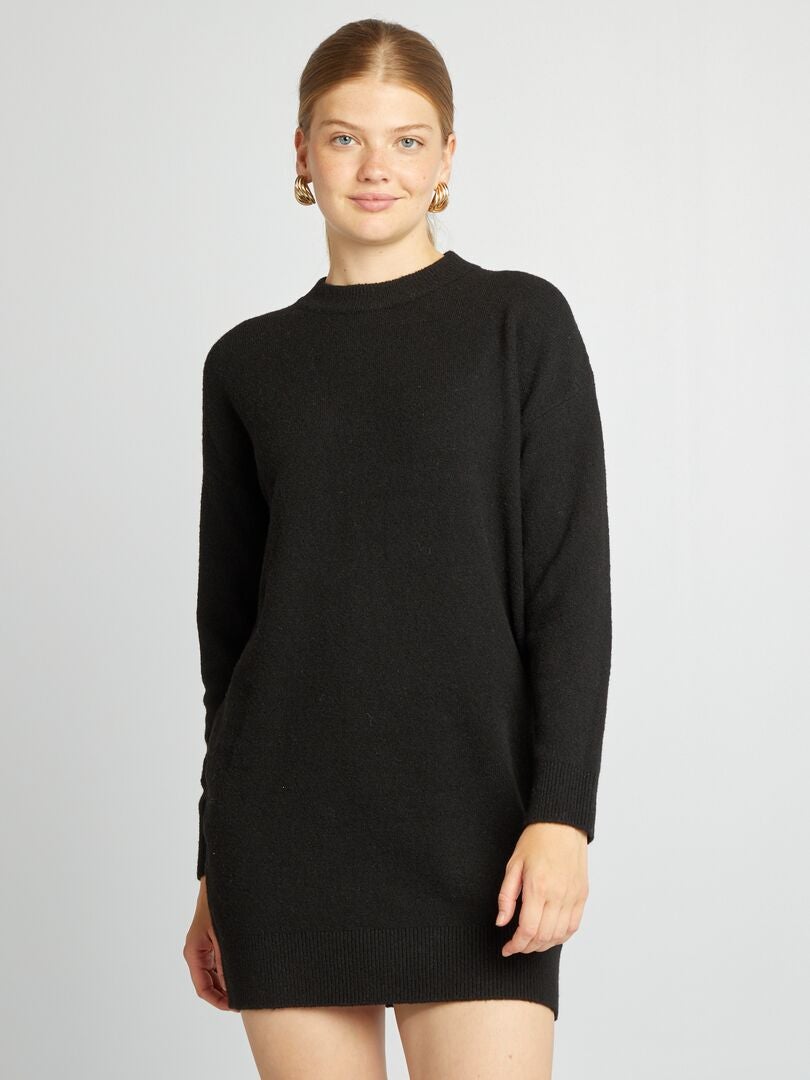 Robe pull en maille noir - Kiabi