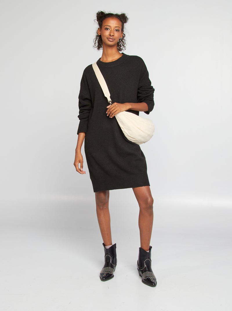 Robe pull en maille noir - Kiabi