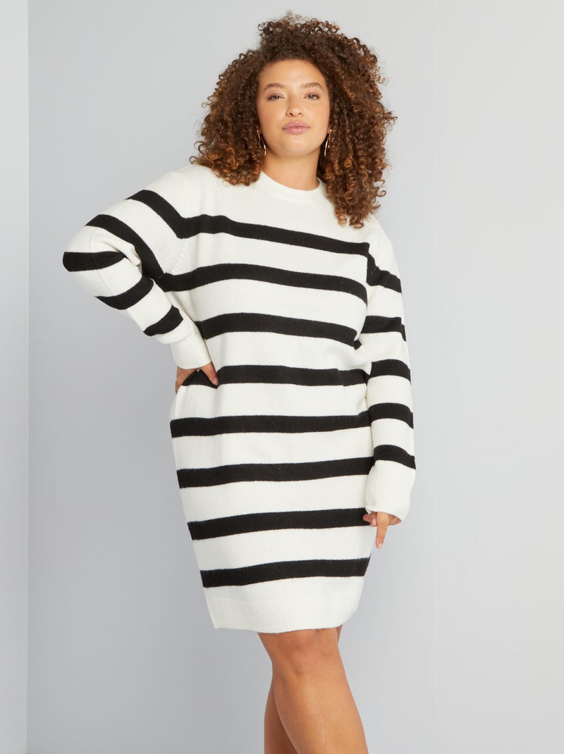 Robe pull en maille Noir/blanc - Kiabi