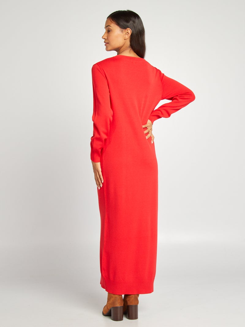 Robe pull en maille Rouge - Kiabi