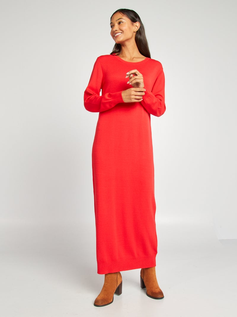 Robe pull en maille Rouge - Kiabi