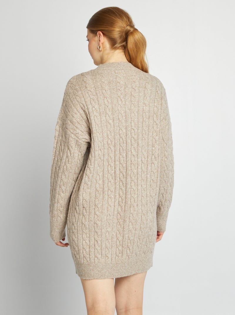Robe pull en maille torsadée Beige - Kiabi