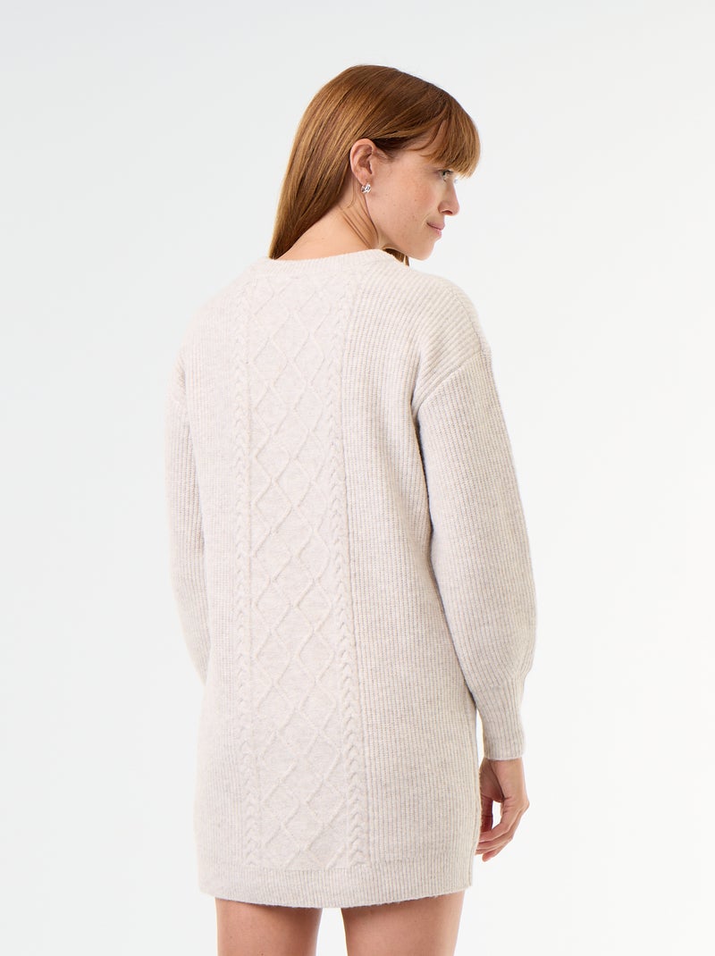 Robe pull en maille torsadée Beige - Kiabi