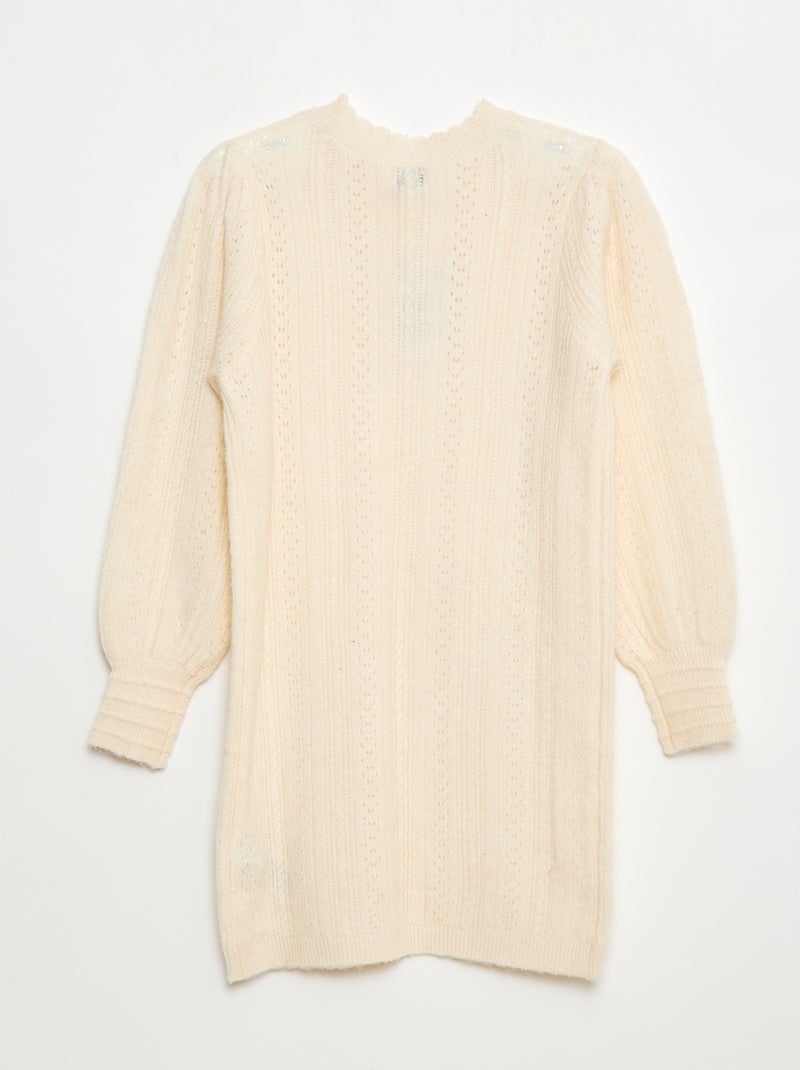 Robe pull en maille tricot ajourée Beige - Kiabi