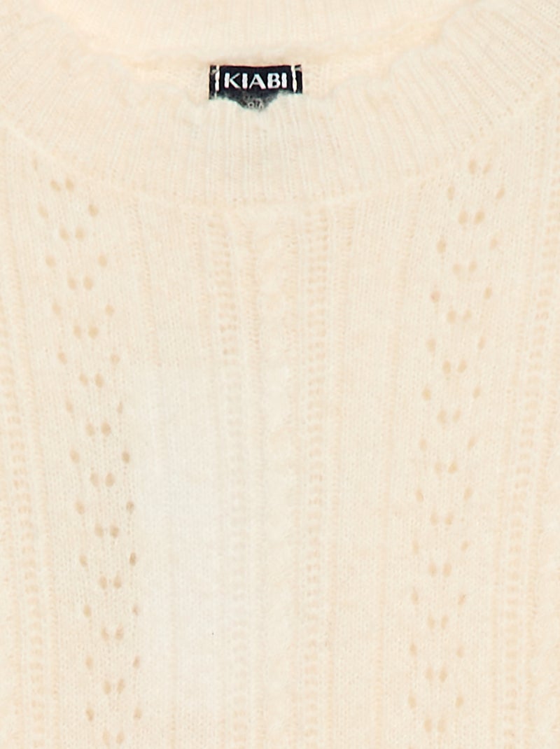 Robe pull en maille tricot ajourée Beige - Kiabi