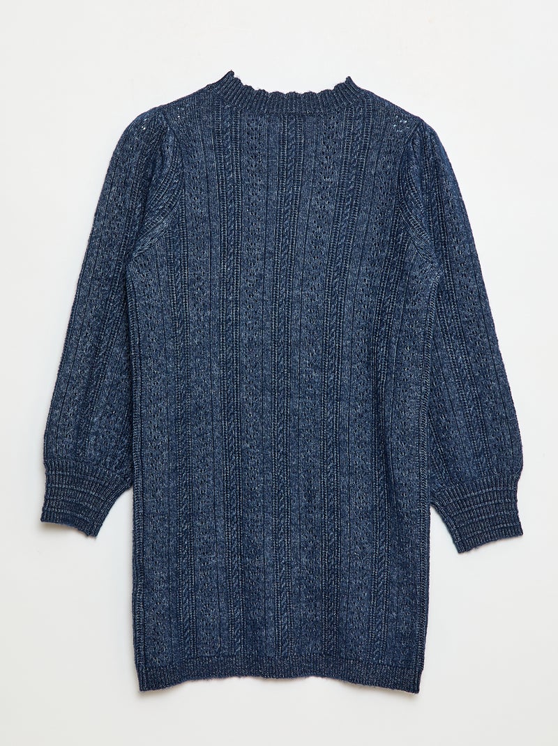 Robe pull en maille tricot ajourée Bleu - Kiabi