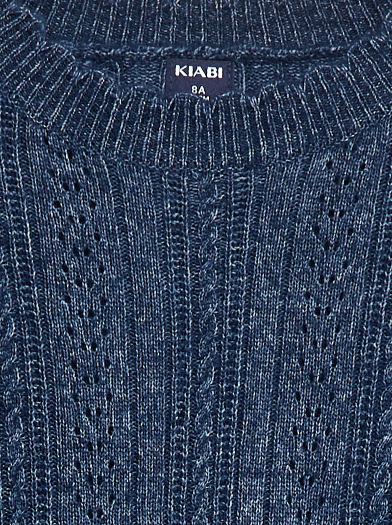 Robe pull en maille tricot ajourée Bleu - Kiabi