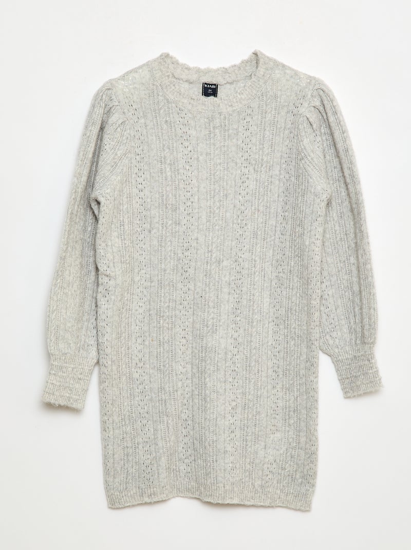 Robe pull en maille tricot ajourée Gris - Kiabi